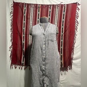 Old Navy blue and white striped shirt dress with pockets